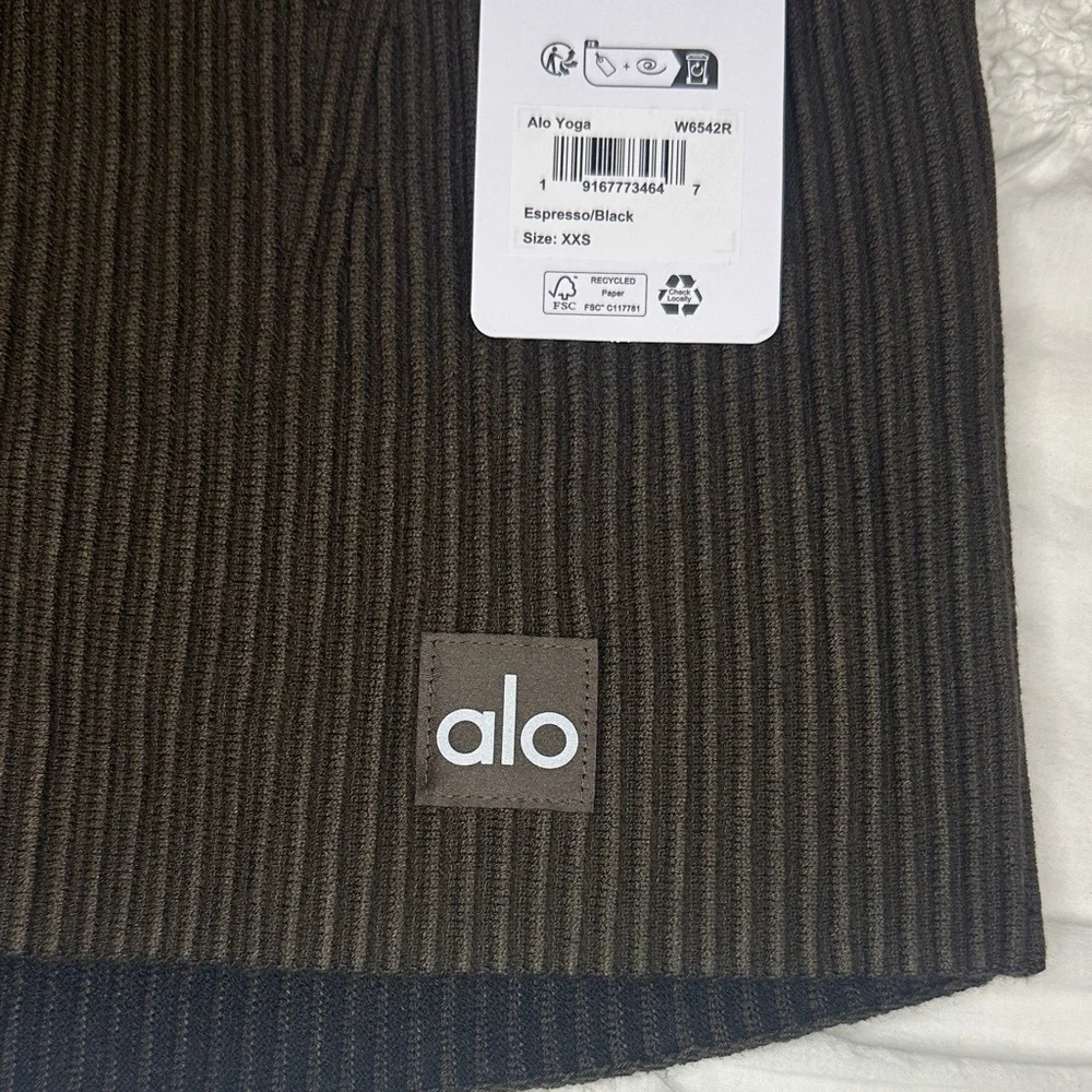 ALO Yoga Denim Knit High Waist Skirt Espresso/Black